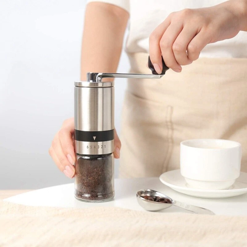 (image for) Manual Coffee Grinder Portable Coffee Bean Grinder Stainless Steel Grinder 6-gear Aadjustment